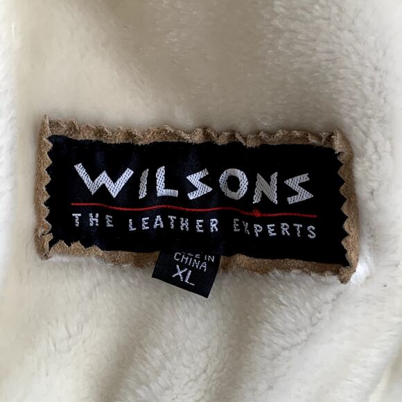 Wilsons Leather Shearling Fleece Faux Fur Lined Suede Leather Coat in Tan - Picture 9 of 16